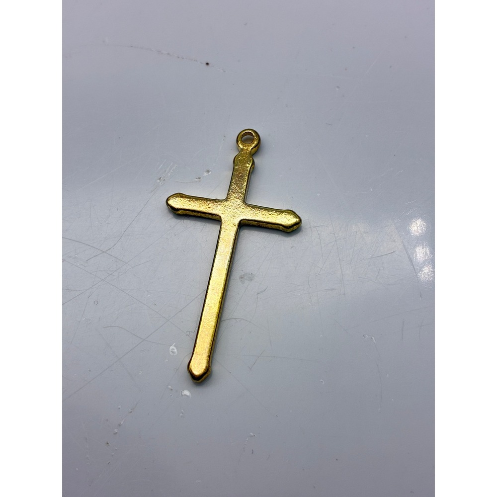 Vintage Religious Pendant Lot Red Resin and Gold Tone Cross St Christopher - Picture 6 of 10